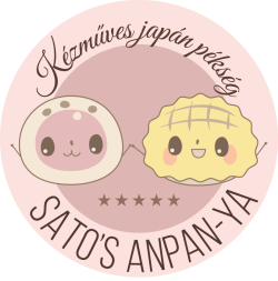 Japán pékség logója jellegzetes japán sütemény figurákkal