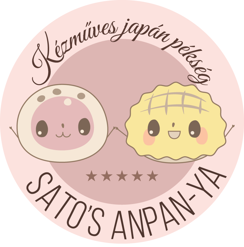 Japán pékség logója jellegzetes japán sütemény figurákkal
